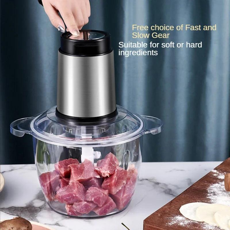 Stainless Steel Electric Meat Grinder Food Processor Chopper Kitchen Machines Vegetable Chopper Slicer Machine Household Grinder