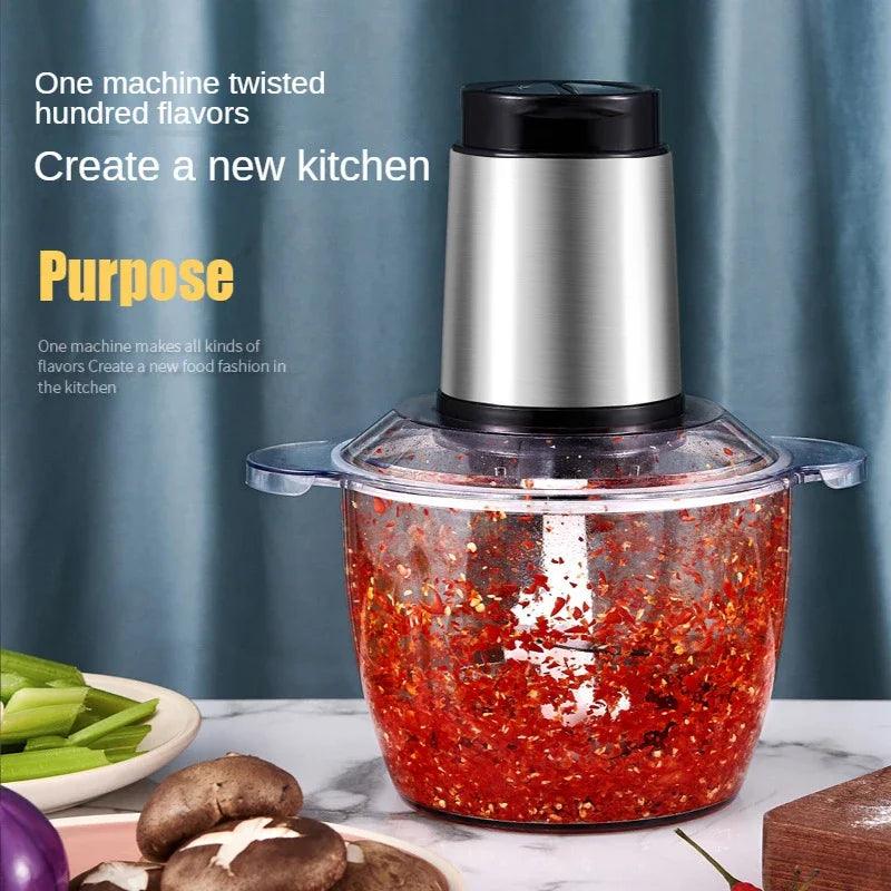 Stainless Steel Electric Meat Grinder Food Processor Chopper Kitchen Machines Vegetable Chopper Slicer Machine Household Grinder